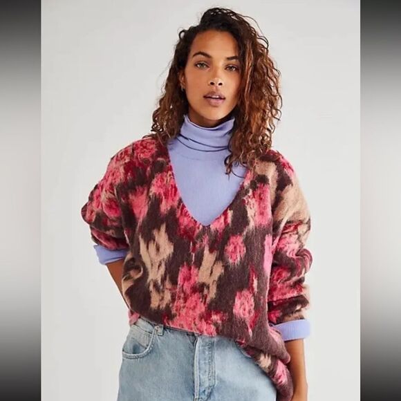 Free People Sweaters - Free People Primrose Floral Tunic Pullover Sweater Oversized MEDIUM NWT!